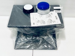 lot 19 image: Lot of 3 - Miscellaneous Items - New Dell Monitor Stand in Black & (2) Talk Button Clocks in Blue, Gray, White & Black