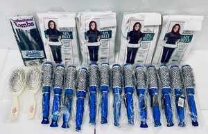lot 21 image: Lot of 31 - New Hair Brushes, Combs & Spa Belts - (2) Phillips Light Touch-I in White, (12) Professional Combs in Black, (13) Royal #173 in Blue & (4) Fanta Sea Spa Belts in White