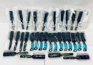 lot 22 image: Lot of 30 - New Hair Brushes - (8) Jade Black with BlueGreen, (12) Jade #1498 Black with BlueGreen Handle & (10) Vent Brushes - Black