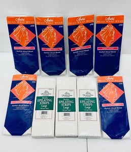 lot 28 image: Lot of 9 - New Head Wraps & Waxing Strips - (6) Andre Head Wrap Wear Terry Twist #2600 - White & (3) Fanta Sea Cosmetics Muslin Epilating Strips - Large 100 Per Pack - White