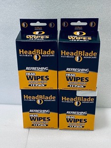 lot 56 image: Lot of 4 - New Head Blade Ultimate Head Care Refreshing Head Wipes Antibacterial - 48 Packs in Total
