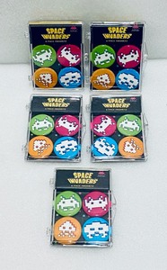 lot 62 image: Lot of 5 - New Space Invaders Magnets - 4 Pack - Pink, Green, Blue & Orange