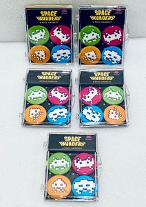 lot 64 image: Lot of 5 - New Space Invaders Magnets - 4 Pack - Pink, Green, Blue & Orange
