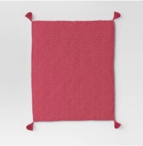 lot 68 image: New Threshold Textured Knit Throw Blanket with Tassels 60 x 50 - Pink
