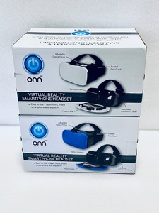 lot 76 image: Lot of 2 - Onn Virtual Reality Smartphone Headset for iPhone, Samsung & Other Smartphone Screens (up to 6) #ONA17VR001 - White & Blue