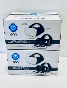 lot 78 image: Lot of 2 - Onn Virtual Reality Smartphone Headset for iPhone, Samsung & Other Smartphone Screens (up to 6) #ONA17VR001 - White & Blue