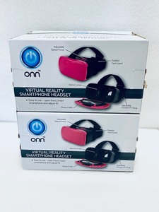 lot 79 image: Lot of 2 - Onn Virtual Reality Smartphone Headset for iPhone, Samsung & Other Smartphone Screens (up to 6) #ONA17VR001 - White & Blue