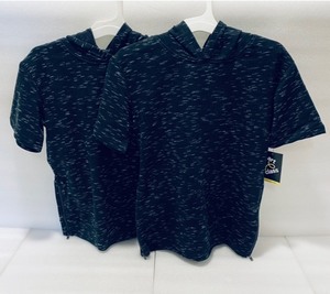 lot 84 image: Lot of 2 - New Boys Art Class - Moto Short Sleeve Hoodie Sweatshirt - Size M #332 03 3130 - Black