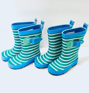 lot 99 image: Lot of 2 -  New Sun Squad Kids Waterproof Rain Gardening Boots - Cabana Stripe - Small (56)