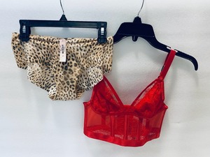lot 126 image: New with Tags Victoras Secret Lingere Set - Red Top Size XSXP & Bottom Leopard Print Size SP