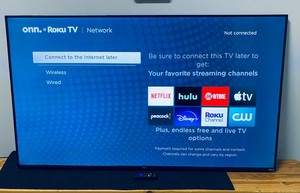 lot 1 image: Onn. 70 Class 4K UHD LED Roku Smart TV HDR #100012588 - Black