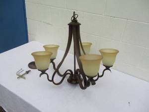 lot 12 image: 5-Bulb- Ceiling Chandelier-24-Rd x 22-H