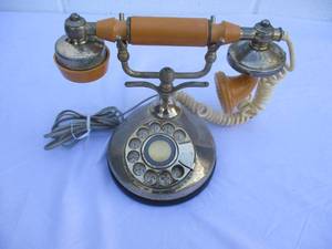 lot 11 image: Vintage Replica French Style Celebrity Orange Rotary Telephone