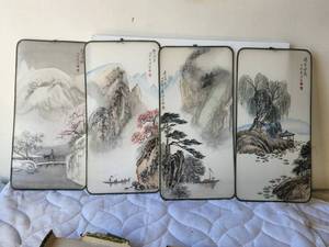 lot 5 image: Vintage Chinese Art paintingsscreens - artwork by J Shen