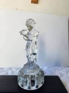 lot 18 image: Vintage boy and lamb glass frog flower holder