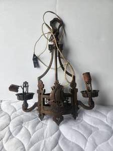 lot 25 image: Vintage cast iron hanging light - ships