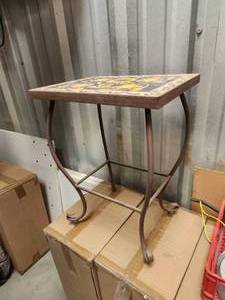 lot 216 image: Small ceramic top and metal table