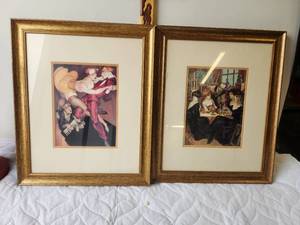 lot 199 image: Framed and matted artwork Qty 2 - 19 x 23