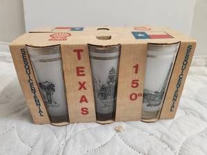 lot 201 image: Set of 6 Texas 150th year anniversary celebration glasses from Shell
