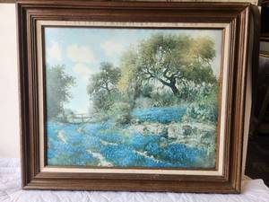 lot 242 image: Framed Blue Bonnet Trail artwork by Porfirio Salinas Jr. - 32 x 38