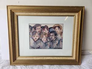 lot 151 image: Framed and matted artwork - signed by artist - 17 x 21