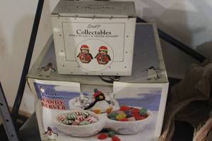 lot 18 image: Party Penguin Salt & Pepper Shakers and Candy Dish