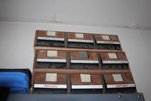 lot 112 image: 3 units of Vintage Cassette tape Storage Holders and 1 small tape holder