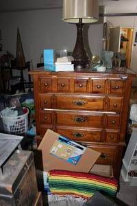 lot 145 image: Vintage Dresser, Very Solid and Contents (on top and in Drawers) (see photos)