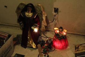 lot 184 image: Christmas Home Decor, Angel and Santa Figurines See Photos