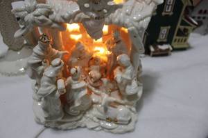 lot 201 image: Beautiful White Lenox Nativity Set and White Cross