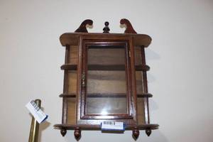 lot 223 image: Wooden Knick Knack Shelf with Glass In Door