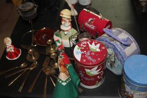 lot 389 image: Mixed lot of Christmas Tins, Candle Snuffers and more