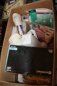 lot 416 image: Misc. Hardware items Light bulbs, Clothesline rope, and more as pictured