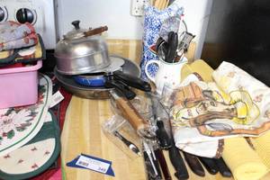 lot 349 image: Aluminum Tea Pot, Skillets, and much more as shown, see pictures