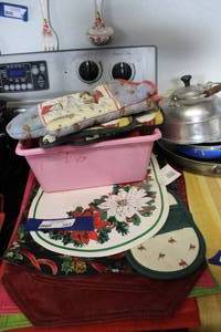 lot 353 image: Misc Kitchen Linens Basket not included