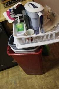 lot 438 image: Waste Baskets, Dish Drainer, Zero Water pitcher with filter and other items as pictured