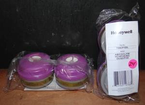 lot 24 image: Honeywell 75SCP100L Multi-Contaminant Cartridge & P100 Filter - 2 NEW SEALED PKGs