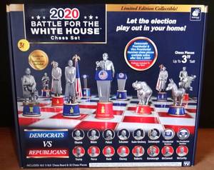 lot 31 image: NEWSEALED - 2020 Battle for the White House Chess Set, Includes Trump, Biden, Pelosi & Harris Pieces $$