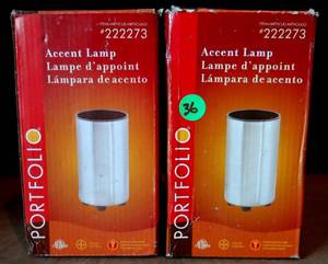 lot 36 image: Portfolio 222273 Electric Cylinder Style BRUSHED NICKEL FINISH Accent Light - LOT OF 2