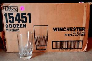 lot 37 image: NOS NIB Libbey 15451 3 Dozen WINCHESTER Hi-Ball Whiskey Glasses 200mL 6.75 oz