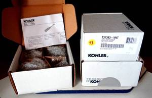 lot 73 image: NEW LOT OF 3 - T37393-VNT Kohler Pureflo Traditional Rotary Bath Drain Trim Vintage Nickel $$$ (X$)