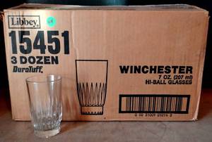 lot 94 image: NOS NIB Libbey 15451 3 Dozen WINCHESTER Hi-Ball Whiskey Glasses 200mL 6.75 oz