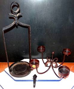 lot 134 image: ORNATE CANDLE HOLDER LOT - ALL METAL
