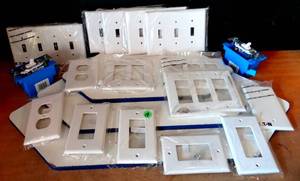 lot 138 image: ELECTRIC LOT WITH SWITCHES AND MULTIPLE SIZED FACEPLATES