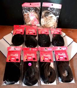 lot 161 image: NEW LOT OF 10 - LORD & CLIFF THINK PINK CLIP IN EXTENTION 14 INCH - DARK & BLONDE COLOR (10X$)