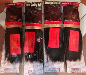 lot 174 image: NEW LOT OF 4 - LORD & CLIFF NEW YAKI HAIR - 10 EXTENSIONS TANGLE FREE - COLOR 1B $$