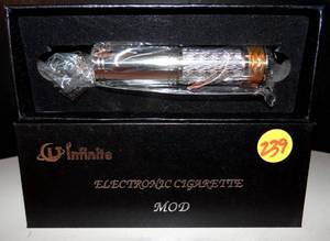 lot 239 image: LT INFINITE ELECTRONIC CIGARETTE MOD - ORNATE SILVER & GOLD FINISH - NIB