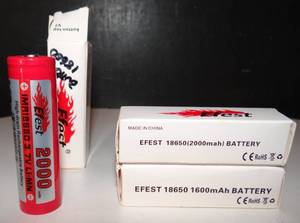 lot 241 image: Efest IMR 18650 Flat Top 2000mAh Li-Mn Rechargeable Battery (X2)  1 1600mAh Battery
