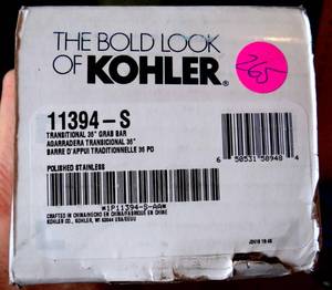 lot 265 image: KOHLER K-11394-S Transitional 36-Inch Grab Bar, Polished Stainless - NEW