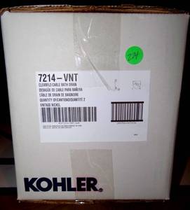 lot 274 image: BIG $ LOT - Kohler K-7214-VNT Vintage Nickel Clearflo 1-12 Tub Drain Kit - SEALED BOX OF 2 UNITS